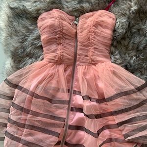 Betsey | Striped Organza Strapless Zipper Dress